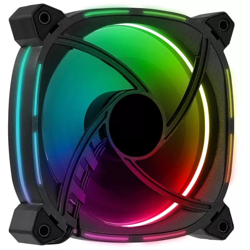 Aerocool ASTRO12 PC ventilátor 12cm LED RGB antivibračný 6 Pins čierny