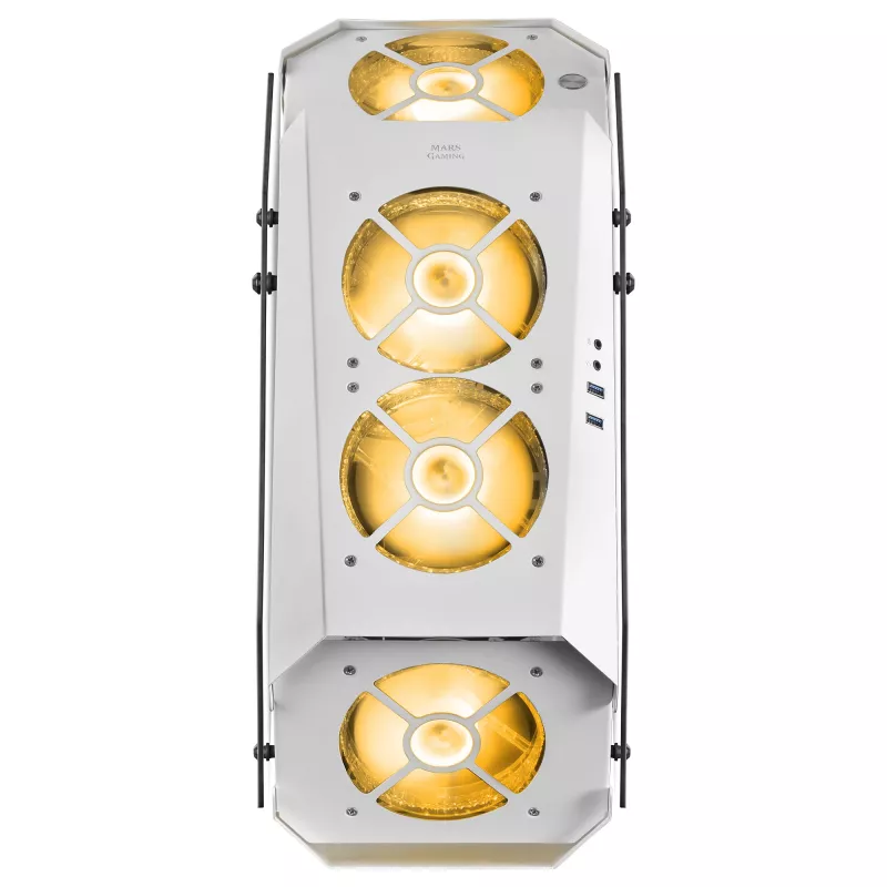 Mars Gaming MC51W biela PC Gaming ATX skriňa s dvojitým tvrdeným sklom, 5x RGB 12cm ventilátor