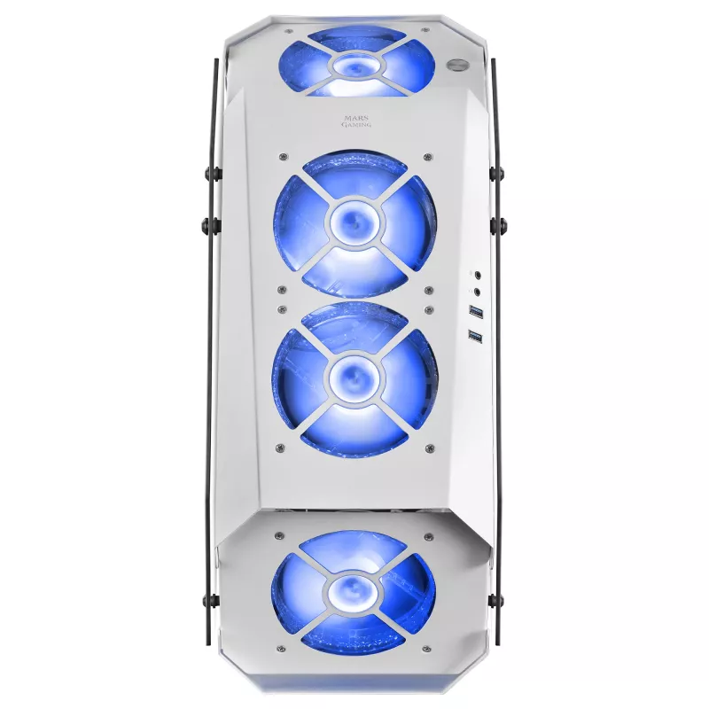 Mars Gaming MC51W biela PC Gaming ATX skriňa s dvojitým tvrdeným sklom, 5x RGB 12cm ventilátor
