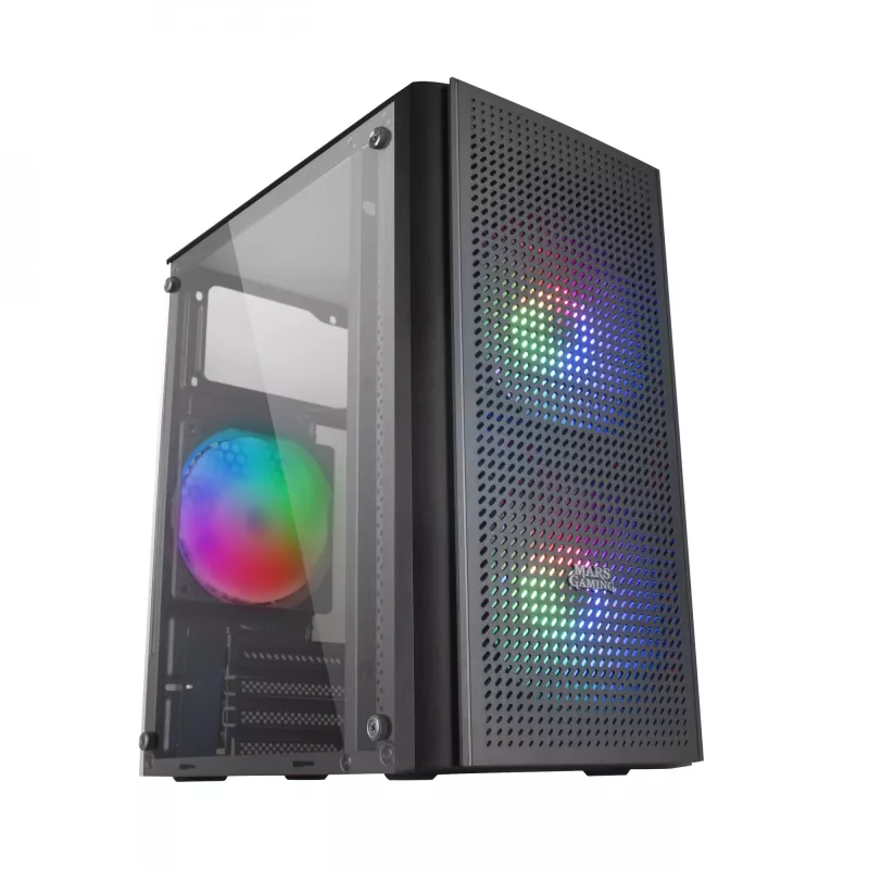 Mars Gaming MC300 Micro ATX Tempered Glass PC skriňa 3xFRGB ventilátor čierna