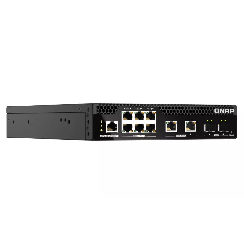 QNAP QSW-M2106PR-2S2T sieťový switch Managed L2 10G Ethernet (100/1000/10000) Power over Ethernet (PoE) 1U čierna