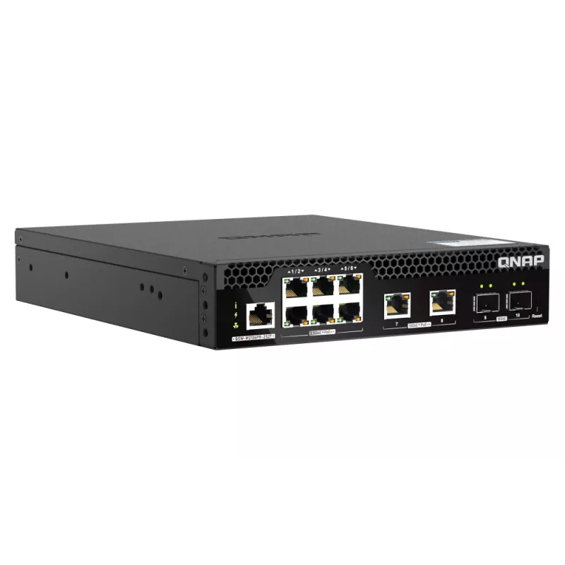QNAP QSW-M2106PR-2S2T sieťový switch Managed L2 10G Ethernet (100/1000/10000) Power over Ethernet (PoE) 1U čierna