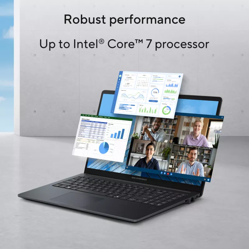 ASUS ExpertBook B1 B1503CVA-S78423X Intel Core 7 150U Laptop 39,6 cm (15,6 inch) Full HD 16 GB DDR5-SDRAM 512 GB SSD Wi-Fi 6E (802.11ax) Windows 11 Pro US International sivá