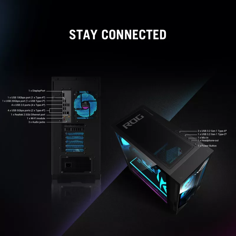 ASUS ROG G700 G700TF-05225F114W Intel Core Ultra 5 225F 32 GB DDR5-SDRAM 1 TB SSD NVIDIA GeForce RTX 5060 Windows 11 Home Tower PC čierna