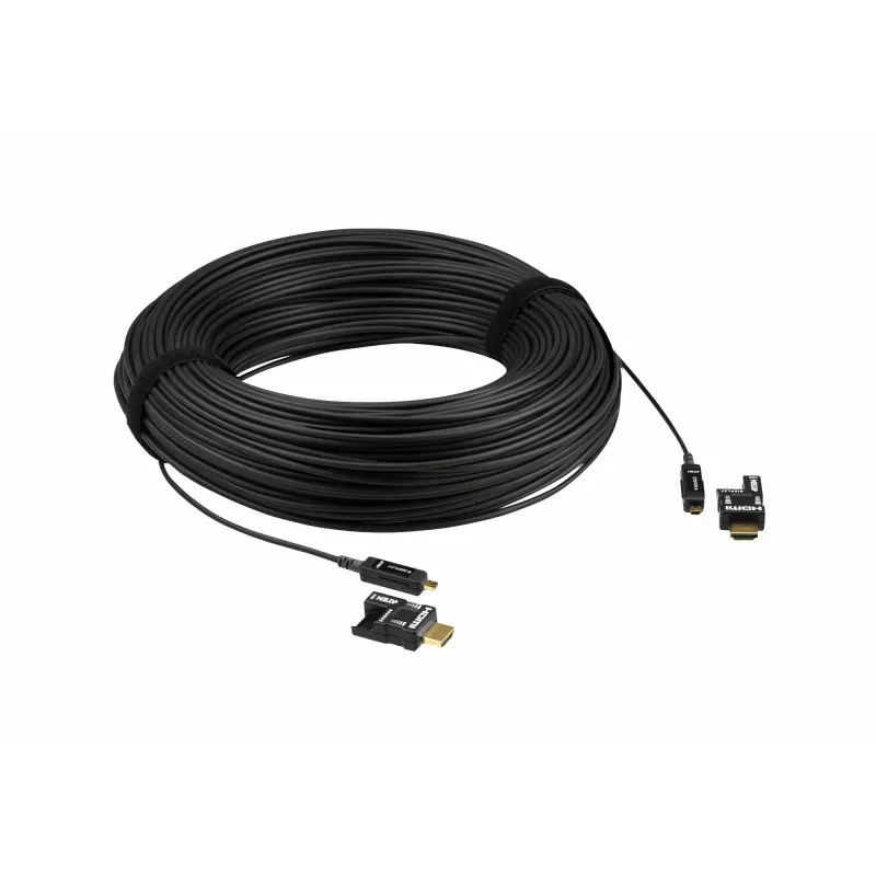 ATEN 100m 4K HDMI aktívny optický kábel, 100 m, HDMI typ D (Micro), HDMI typ D (Micro), 3D, 18 Gbit/s, čierny