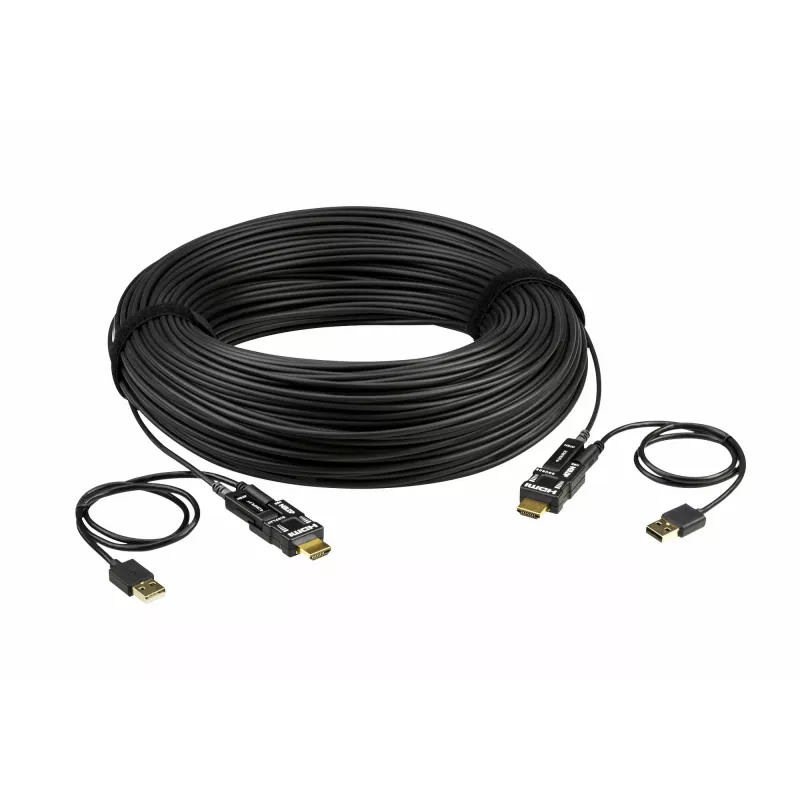 ATEN 100m 4K HDMI aktívny optický kábel, 100 m, HDMI typ D (Micro), HDMI typ D (Micro), 3D, 18 Gbit/s, čierny