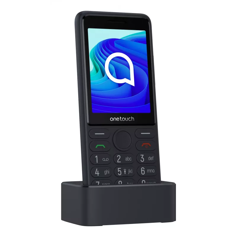 TCL OneTouch 4042S Dual SIM tlačidlový telefón s nabíjacím stojanom, sivý