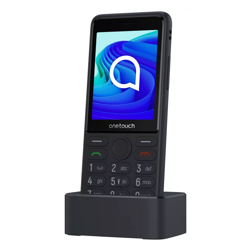 TCL OneTouch 4042S Dual SIM tlačidlový telefón s nabíjacím stojanom, sivý
