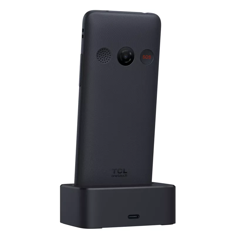 TCL OneTouch 4042S Dual SIM tlačidlový telefón s nabíjacím stojanom, sivý