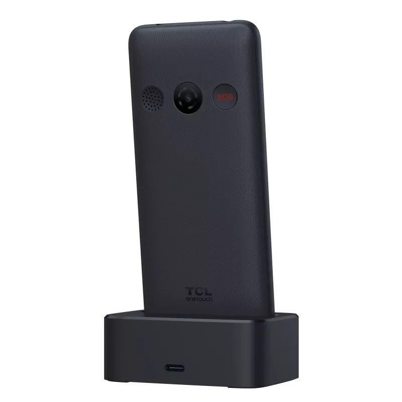 TCL OneTouch 4042S Dual SIM tlačidlový telefón s nabíjacím stojanom, sivý