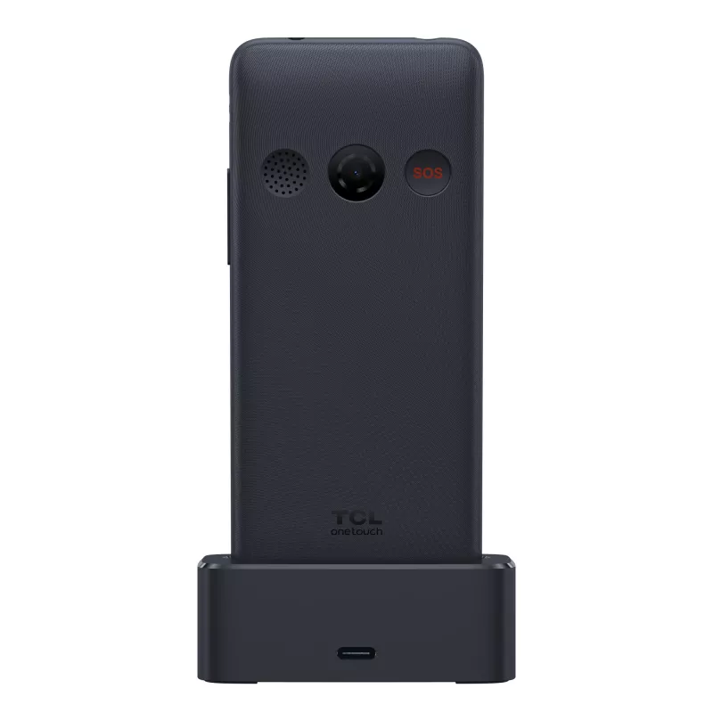 TCL OneTouch 4042S Dual SIM tlačidlový telefón s nabíjacím stojanom, sivý