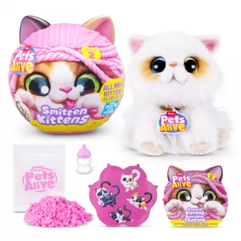 Hračkárska mačka Zuru Pets Alive Smitten Kittens Series 2 – interaktívna zvuková hračka, od 3 rokov, AAA batérie
