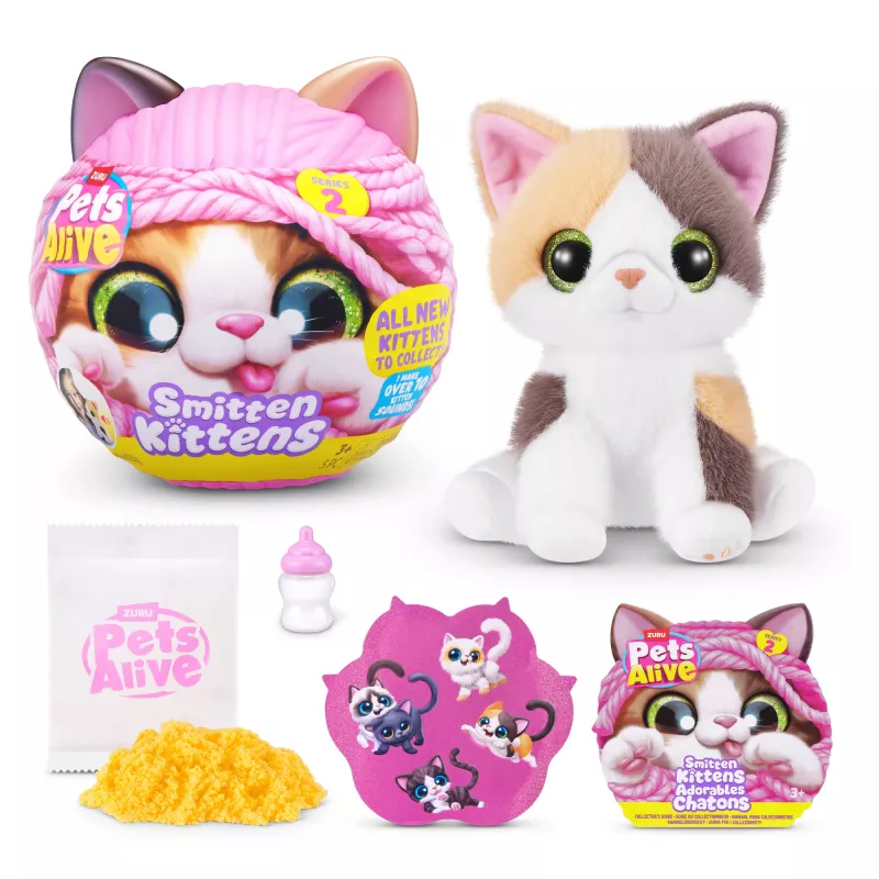 Hračkárska mačka Zuru Pets Alive Smitten Kittens Series 2 – interaktívna zvuková hračka, od 3 rokov, AAA batérie