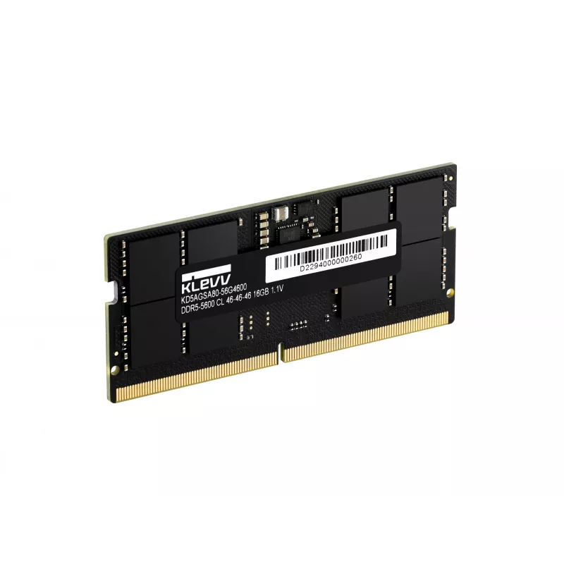 Klevv 16GB pamäťový modul pre notebook DDR5 5600MT/s PC5-44800 UNBUFFERED NON-ECC SODIMM 1,1V 2GX8 CL46