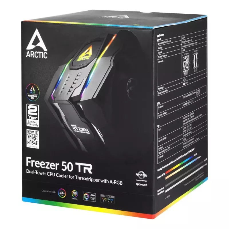 ARCTIC Freezer 50 TR - dvojvežový CPU chladič pre AMD Ryzen Threadripper s A-RGB
