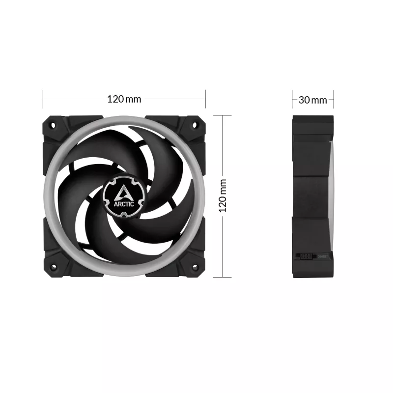 ARCTIC BioniX P120 A-RGB 120 mm skrinkový ventilátor, 3-balenie, čierny