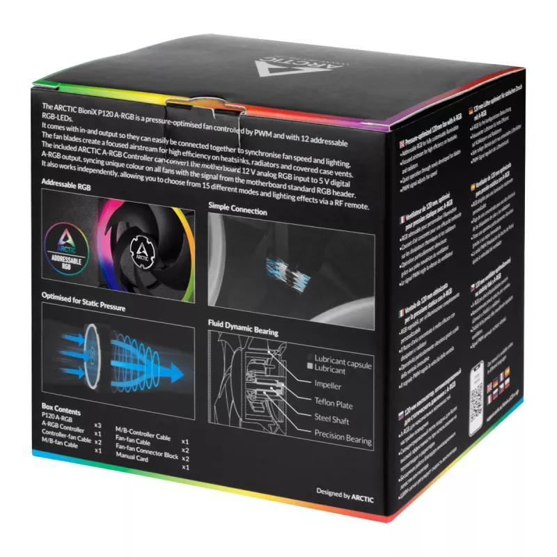 ARCTIC BioniX P120 A-RGB 120 mm skrinkový ventilátor, 3-balenie, čierny