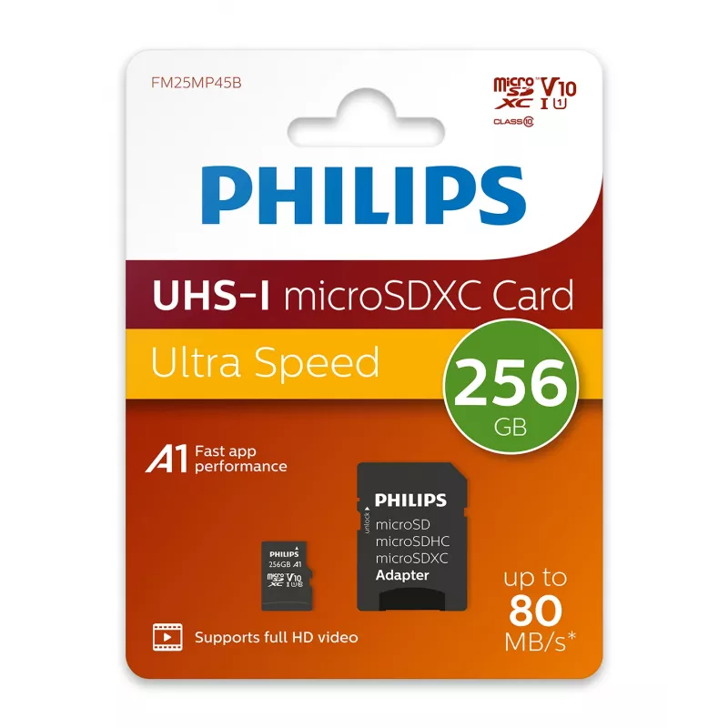 Philips FM25MP45B/00 karta microSDXC, 256 GB, Class 10, UHS-I U1, vrátane adaptéra