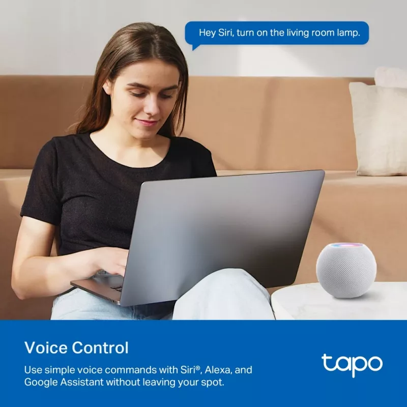Smart zásuvka TP-Link Tapo Mini P110M – Wi‑Fi/Bluetooth inteligentná interiérová zásuvka, 16 A, 100–240 V, 3680 W, biela