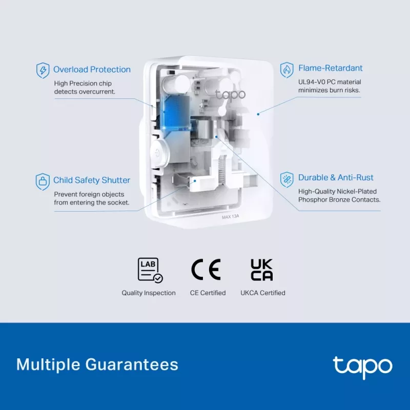 Smart zásuvka TP-Link Tapo Mini P110M – Wi‑Fi/Bluetooth inteligentná interiérová zásuvka, 16 A, 100–240 V, 3680 W, biela