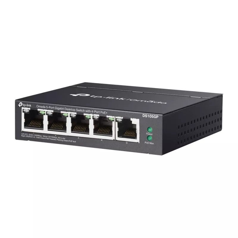 TP-Link Omada DS105GP sieťový switch unmanaged Gigabit Ethernet (10/100/1000) Power over Ethernet (PoE) čierny