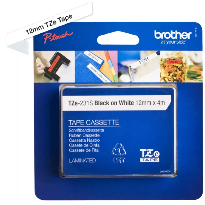 Brother TZE231S etiketová páska čierna na bielu TZe