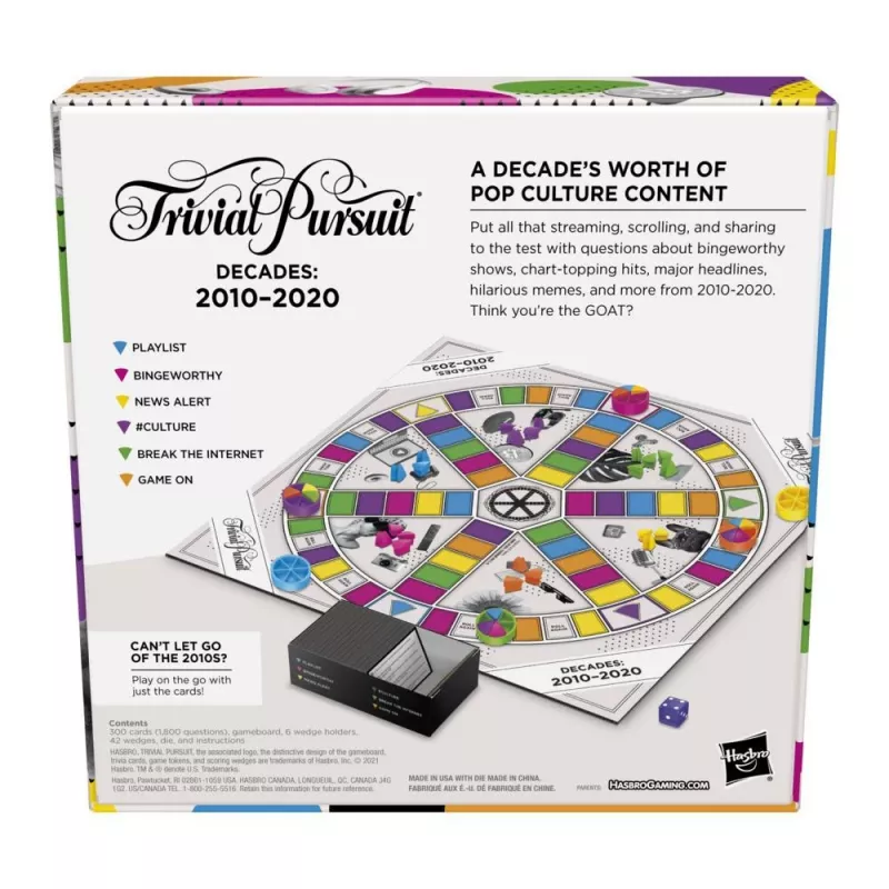 Hasbro Gaming Trivial Pursuit Decades 2010 to 2020 spoločenská hra trivia