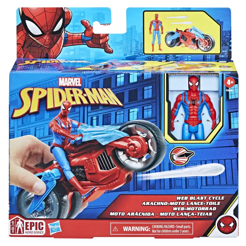 Marvel Spider-Man Spider-Man Web Blast Cycle detská hracia sada s pohyblivou akčnou figúrkou Spider-Man