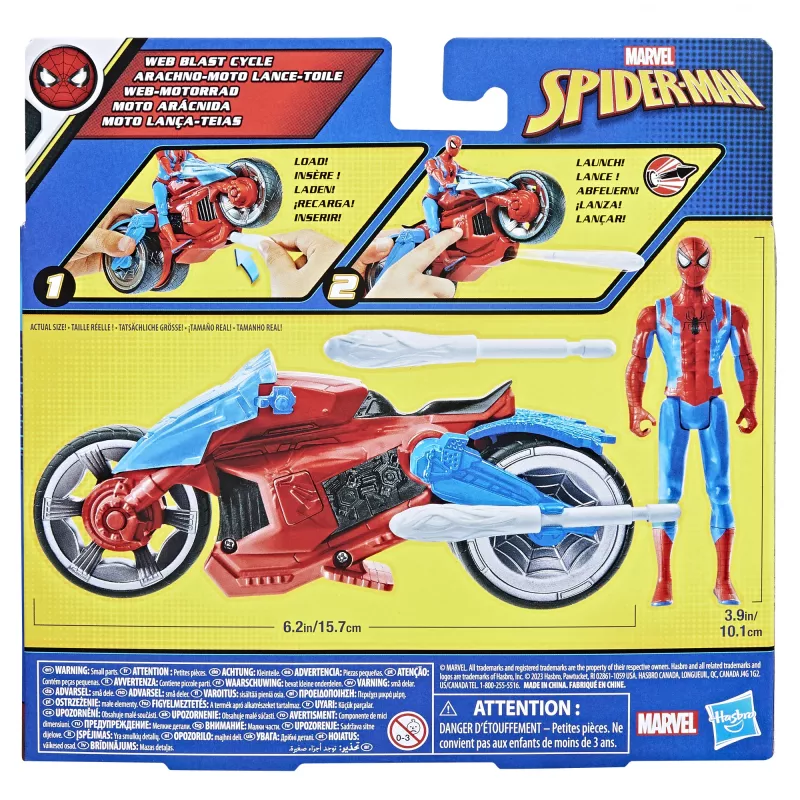 Marvel Spider-Man Spider-Man Web Blast Cycle detská hracia sada s pohyblivou akčnou figúrkou Spider-Man