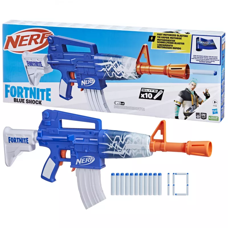 Nerf Fortnite Blue Shock, hračkárska pištoľ, 8 rokov, 99 rokov, Fortnite, 785 g
