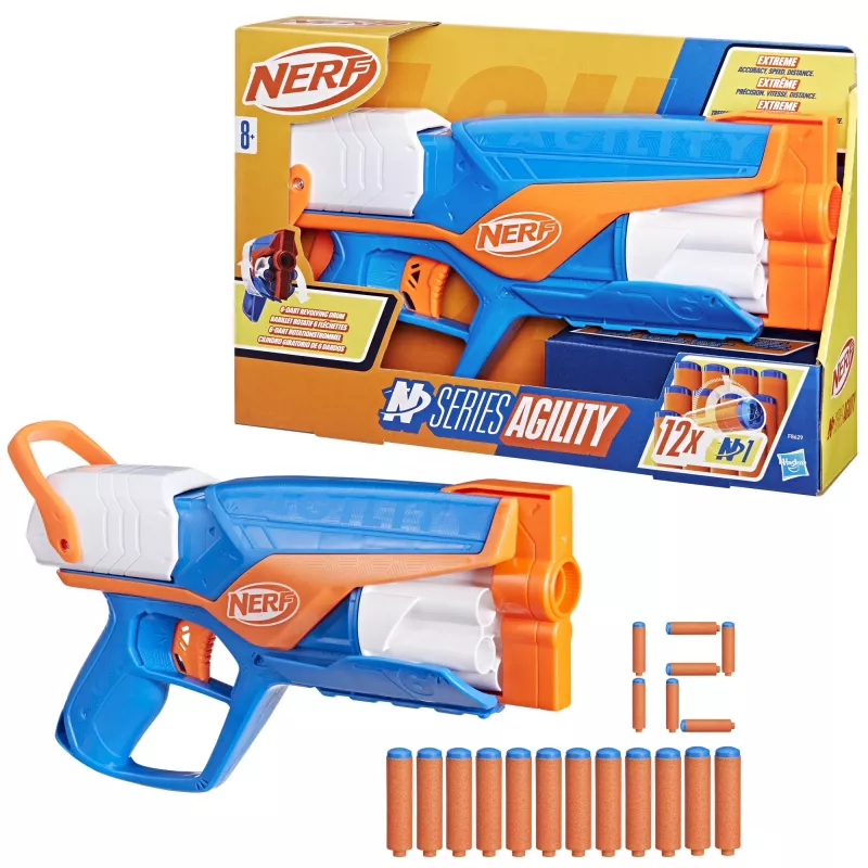 Hračkársky blaster NERF N Series Agility modrá oranžová biela 8 rokov