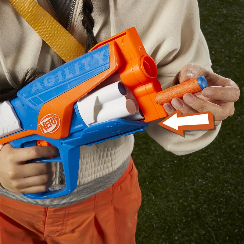 Hračkársky blaster NERF N Series Agility modrá oranžová biela 8 rokov