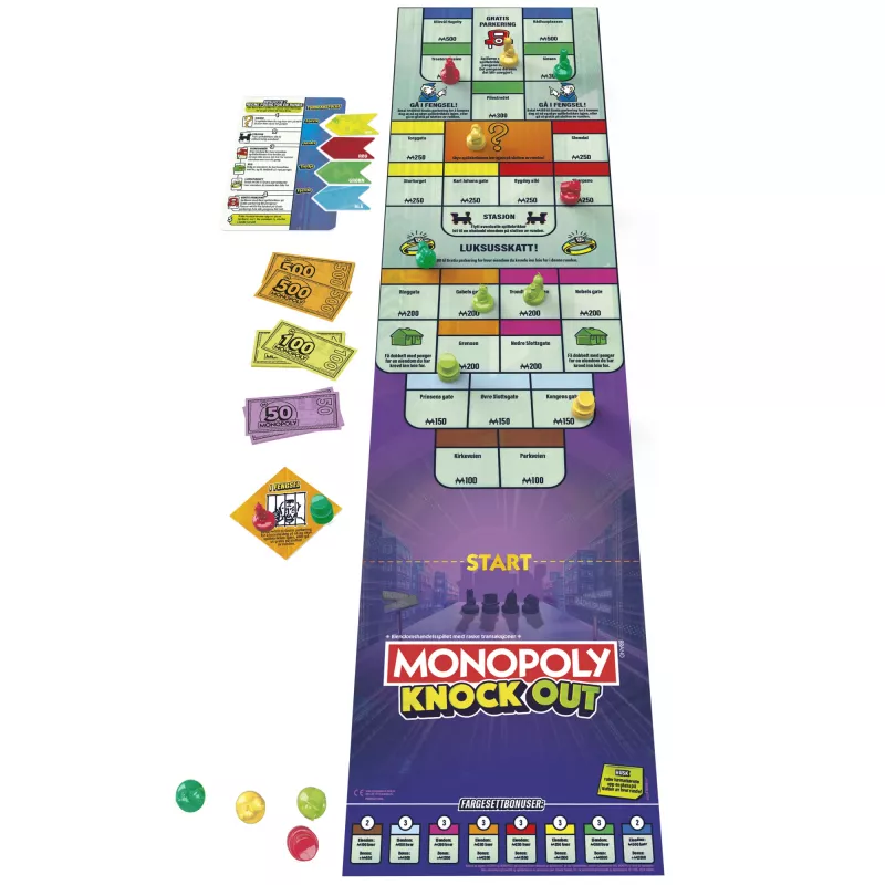 Monopoly Knockout rodinná hra, rýchle spoločenské hry pre vek 8+, 2–8 hráčov, 20 min.