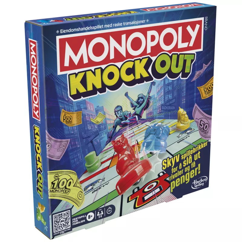 Monopoly Knockout rodinná hra, rýchle spoločenské hry pre vek 8+, 2–8 hráčov, 20 min.