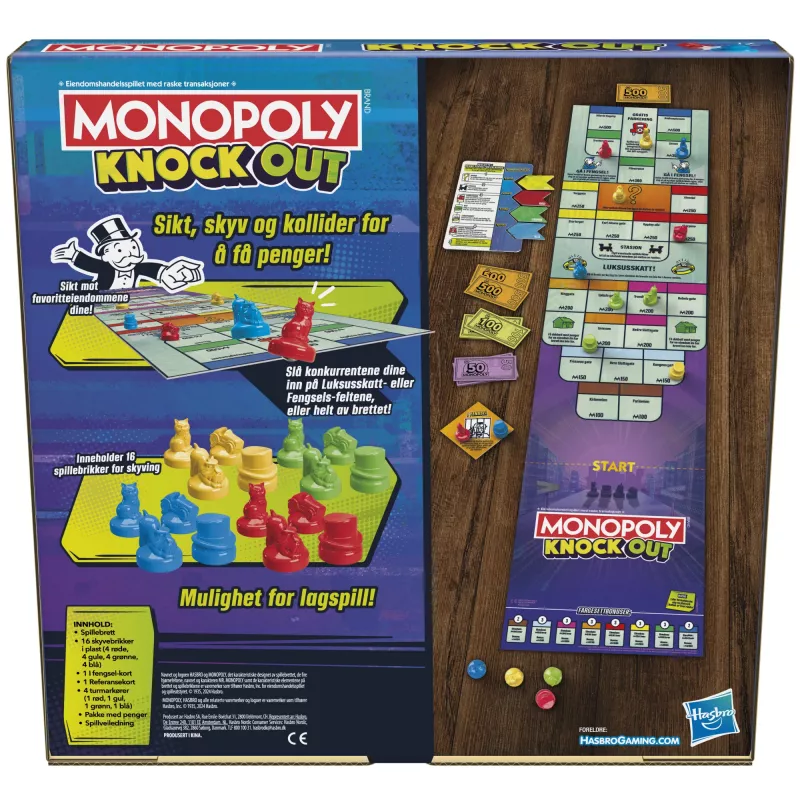 Monopoly Knockout rodinná hra, rýchle spoločenské hry pre vek 8+, 2–8 hráčov, 20 min.
