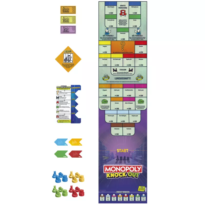 Monopoly Knockout rodinná hra, rýchle spoločenské hry pre vek 8+, 2–8 hráčov, 20 min.