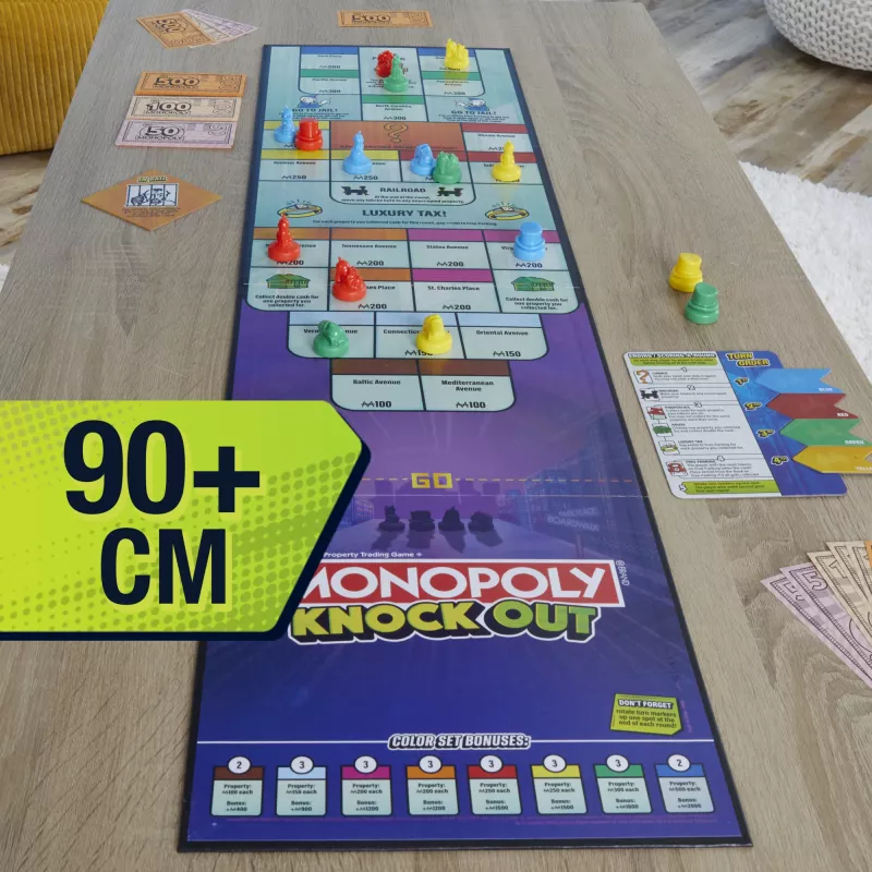 Monopoly Knockout rodinná hra, rýchle spoločenské hry pre vek 8+, 2–8 hráčov, 20 min.