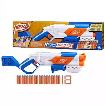 Hračkársky blaster Nerf N Series Strikeback modrá oranžová biela 8+