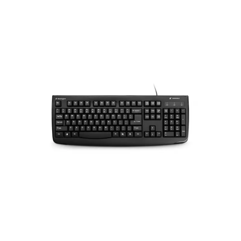 Kensington K:Keybrd Washable ProFitUSB ES, plná veľkosť (100%), káblová, USB, QWERTY, čierna