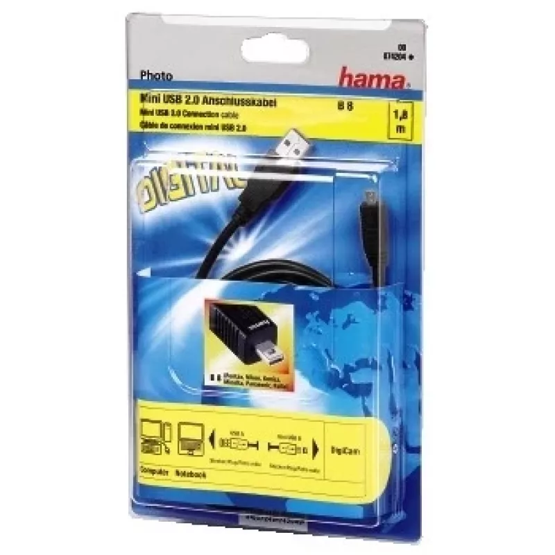 Hama USB 2.0 kábel, 1,8 m USB kábel USB A čierny
