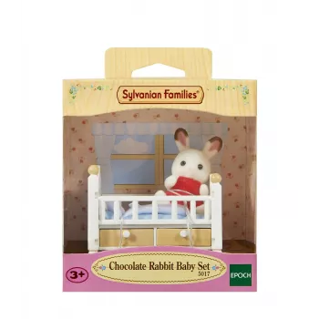 Sylvanian Families sada králika čokoládového s mláďaťom (detská postieľka), 3 roky, viacfarebná, polystyrén, plast
