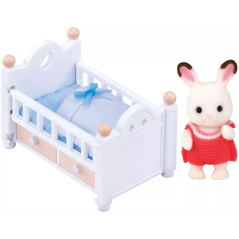 Sylvanian Families sada králika čokoládového s mláďaťom (detská postieľka), 3 roky, viacfarebná, polystyrén, plast