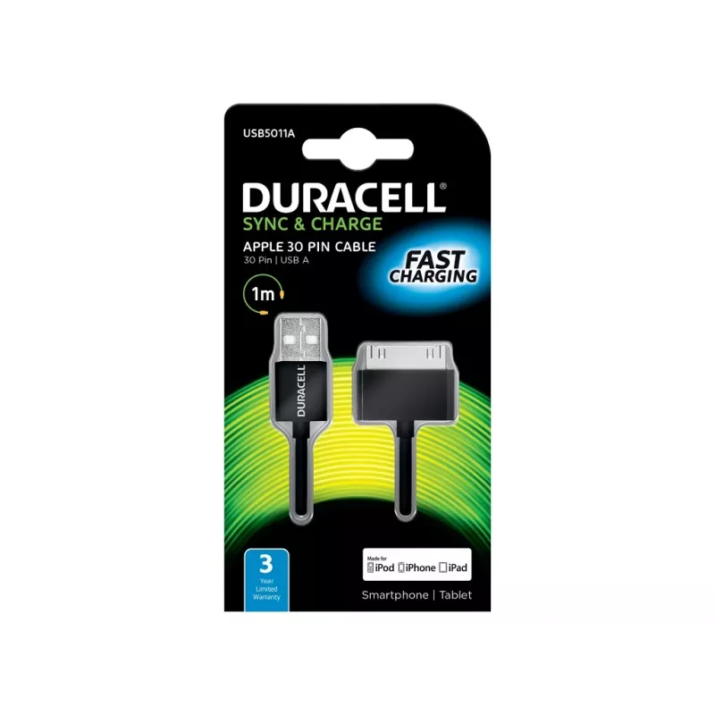 Duracell synchronizačný/nabíjací kábel 1 meter čierny