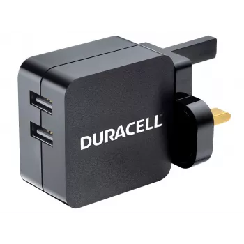Duracell 2x2,4A USB nabíjačka na telefón/tablet, interiérová, AC, 5 V, čierna