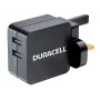 Duracell 2x2,4A USB nabíjačka na telefón/tablet, interiérová, AC, 5 V, čierna
