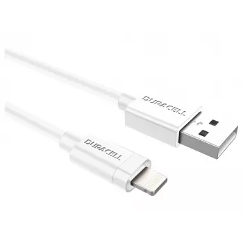 Duracell Sync/Charge kábel 1 Metre White, 1 m, USB A, Lightning, 2.0, biela