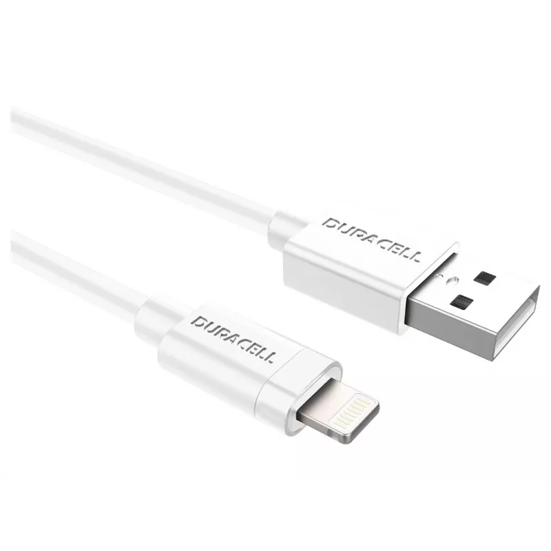 Duracell Sync/Charge kábel 1 Metre White, 1 m, USB A, Lightning, 2.0, biely