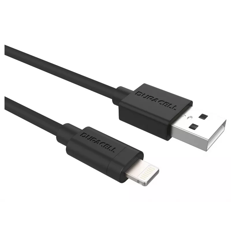 Duracell Sync/nabíjací kábel 2 metre čierny, 2 m, USB A, Lightning, 2.0, čierny