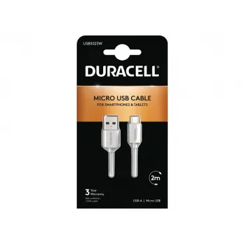 Duracell Sync/nabíjací kábel 2 metre biela, 2 m, USB A, Micro-USB A, 2.0, biela