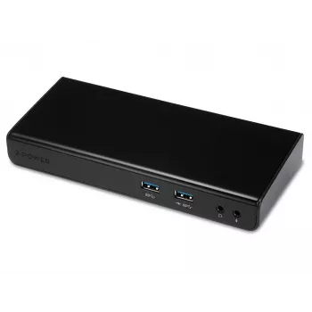 2-Power USB 3.0 Dual Display dokovacia stanica, dokovanie, 3,5 mm, USB Type-A, USB Type-B, 10,100,1000 Mbit/s, čierna, 5 Gbit/s
